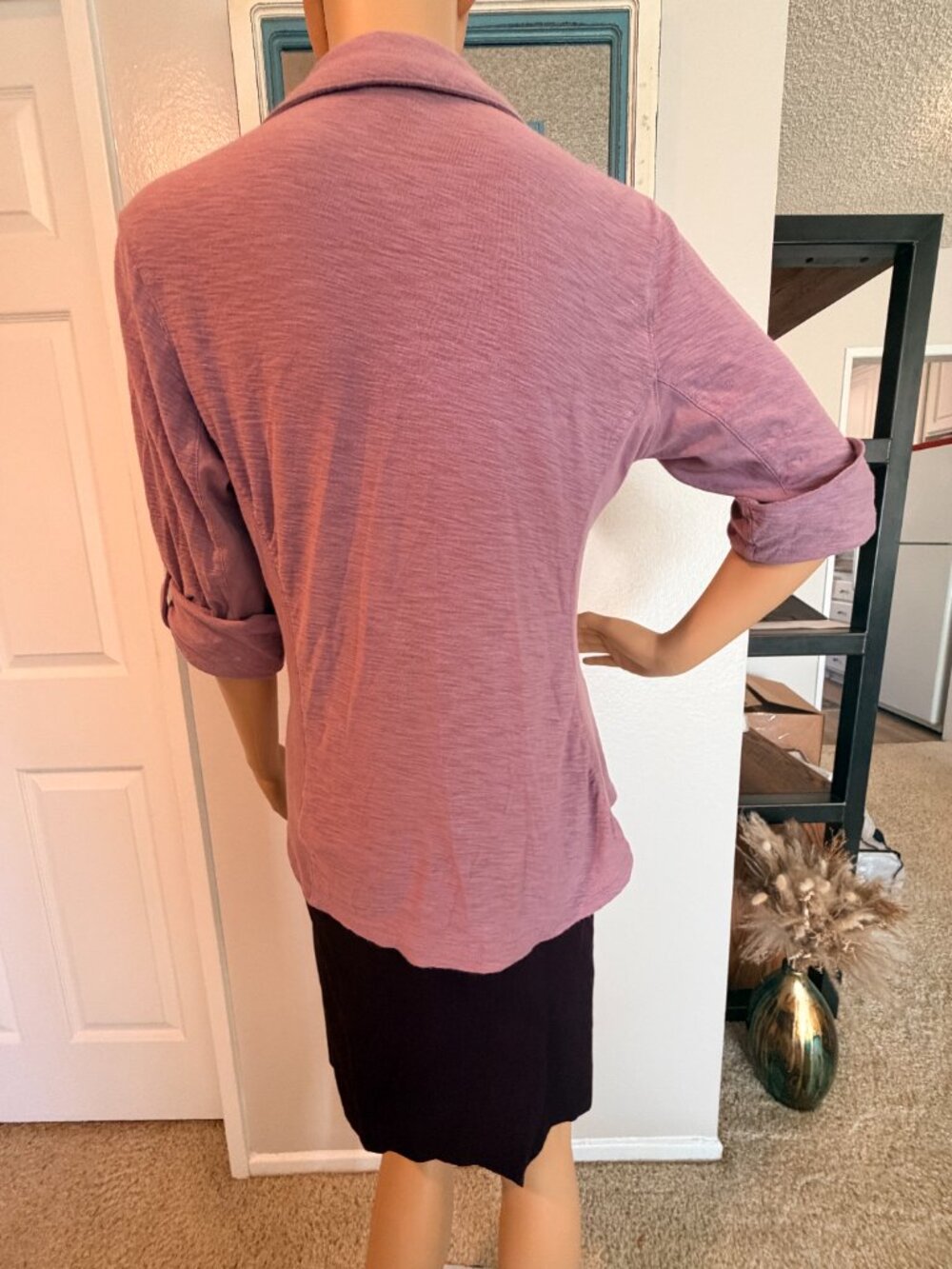 Purple Contrast Ribbed Surplus Shirt - Picture 8 of 16